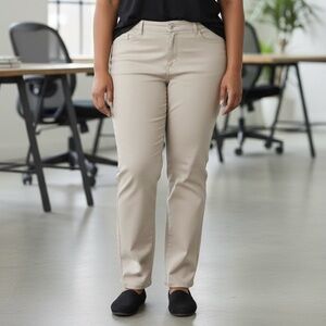 Lee Flex Motion Regular Fit Straight Leg Mid Rise Khaki Pants - Size 18 Short